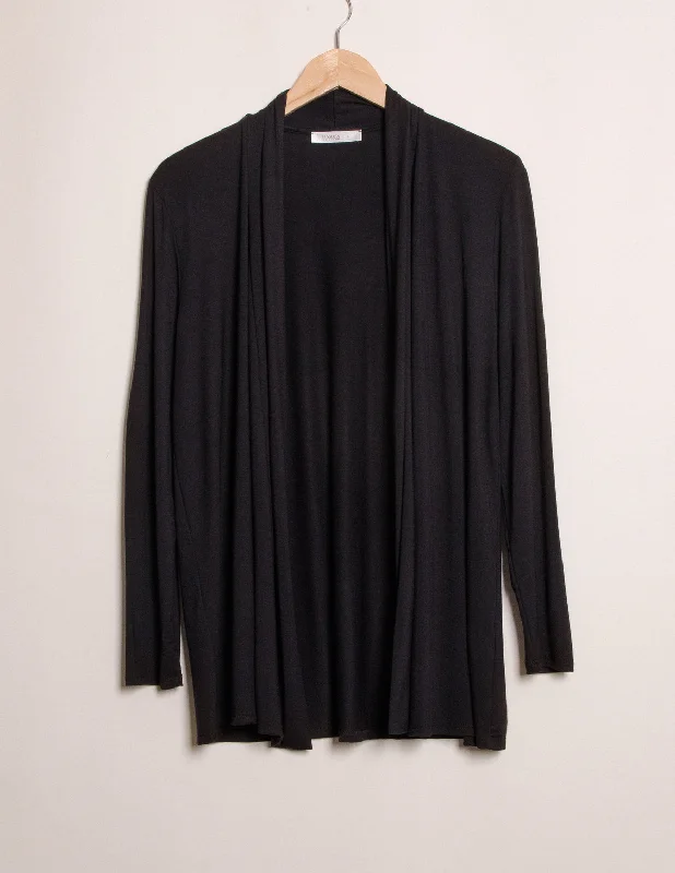 Bamboo Banded Front Cardigan - Black