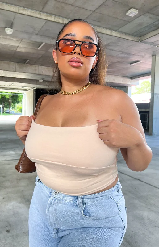 Empire Tan Strapless Top