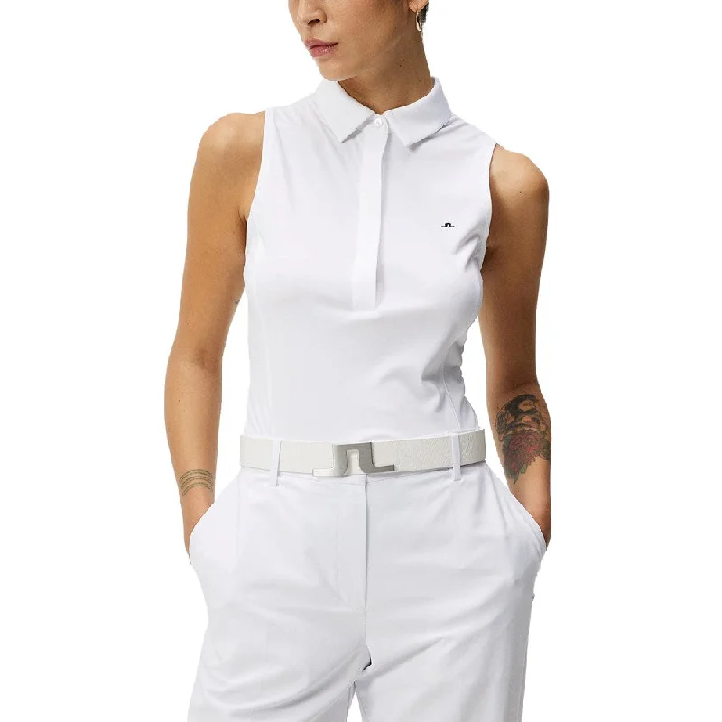 J.Lindeberg Women's Dena Sleeveless Golf Polo Shirt - White