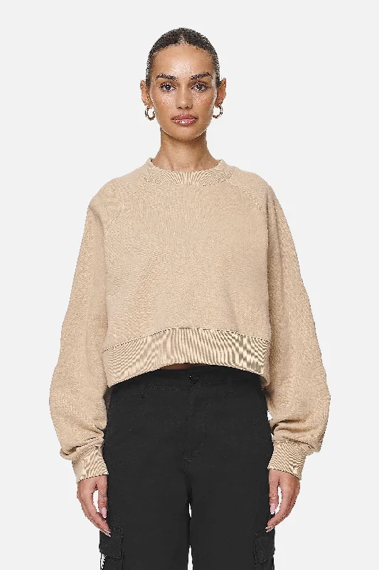 Kintore Cropped Oversized Raglan Sweater Washed Safari Sand