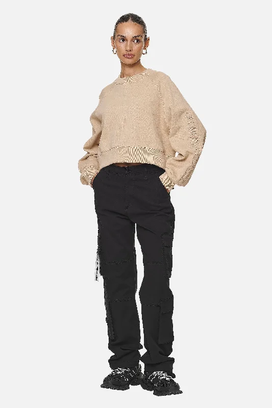 Kintore Cropped Oversized Raglan Sweater Washed Safari Sand