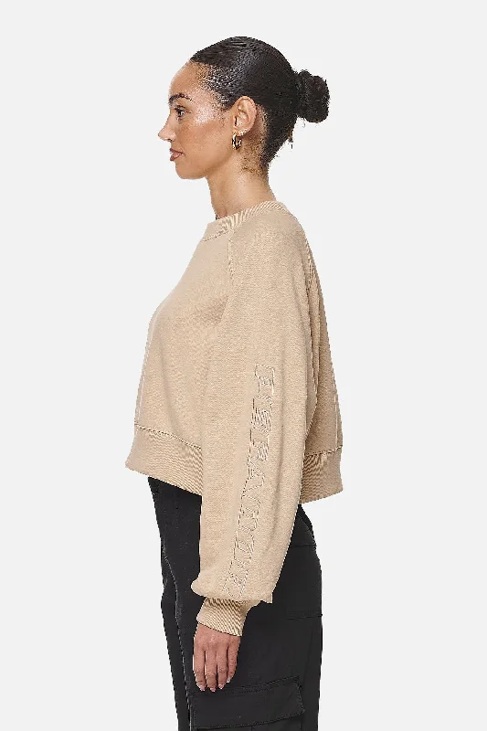 Kintore Cropped Oversized Raglan Sweater Washed Safari Sand