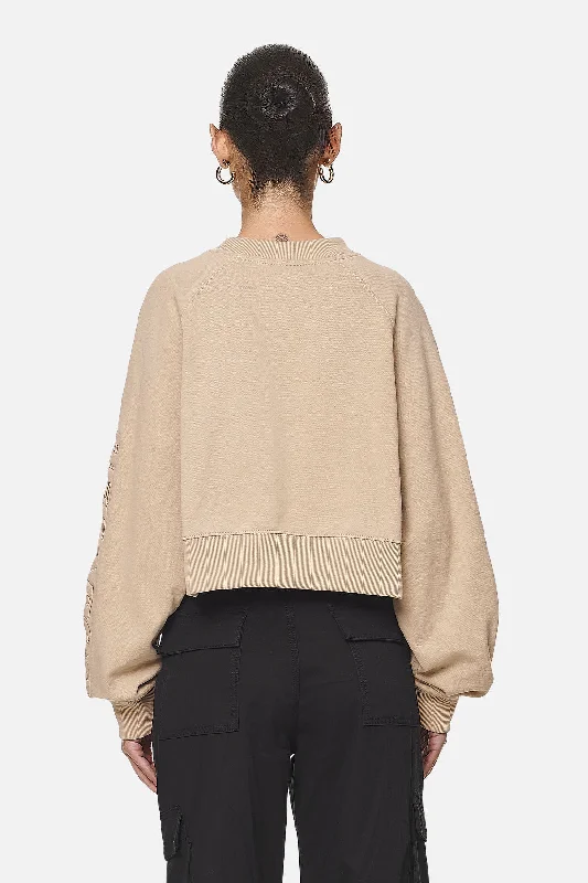 Kintore Cropped Oversized Raglan Sweater Washed Safari Sand