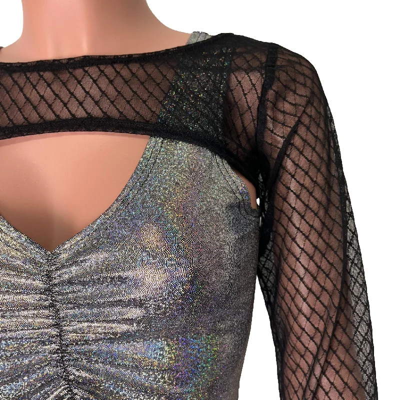 Long Sleeve Bolero Top - Vixen Mesh Fishnet