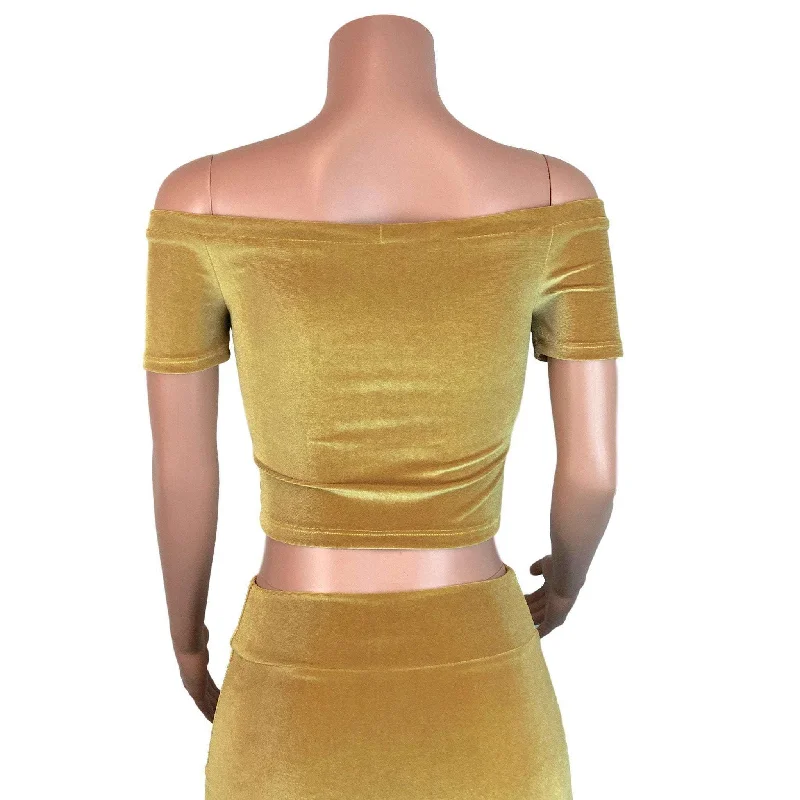 Cold Shoulder Top - Gold Velvet