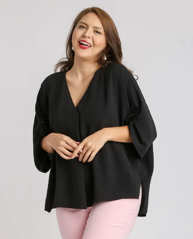 PLUS Solid V-Neck Oversize Top