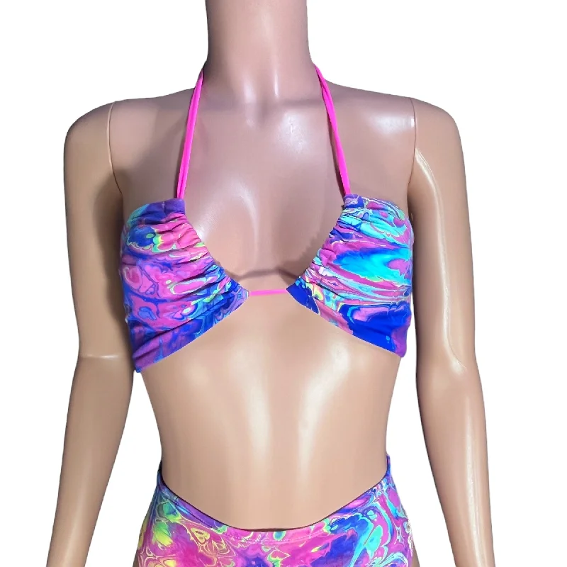 Rainbow Vapor Freedom X-String Rave Bikini Top