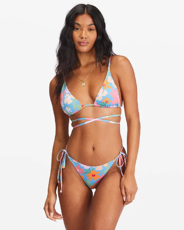 Summer Field Slide Tall Triangle Bikini Top - Bliss Blue