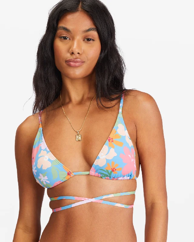 Summer Field Slide Tall Triangle Bikini Top - Bliss Blue