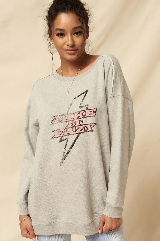 Take It Eazy Vintage Graphic Tunic Sweatshirt