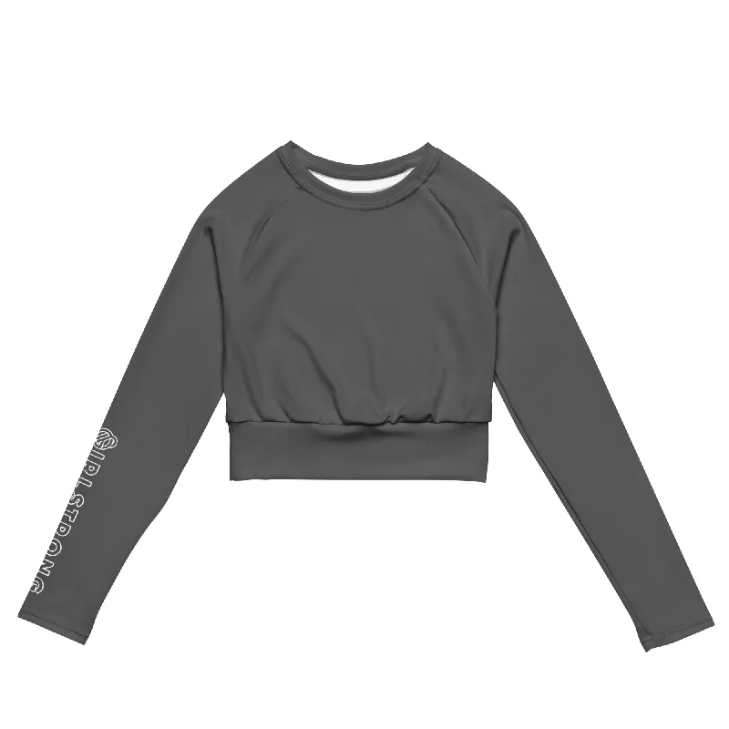 THE ESSENTIAL LONG SLEEVE FITTED CROP TOP GS LOGO SPORT GREY