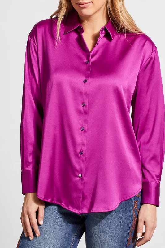 Tribal Flowy Satin Button Front Shirt