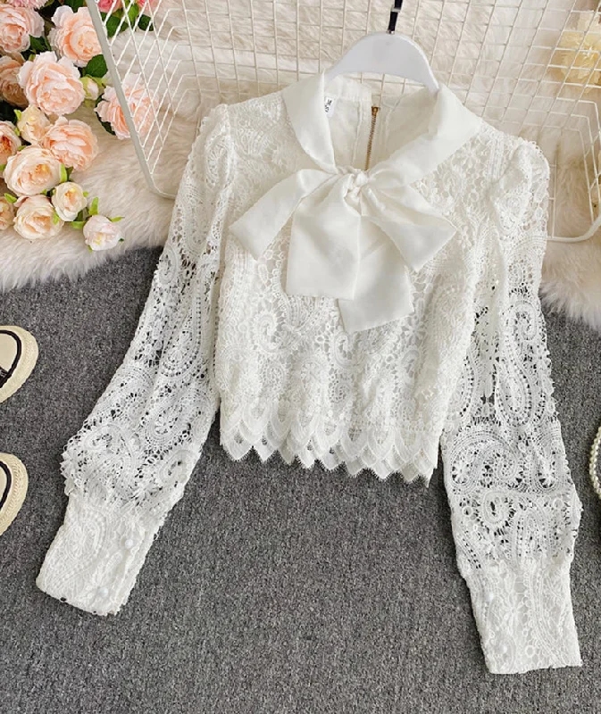 White hollow lace top  380