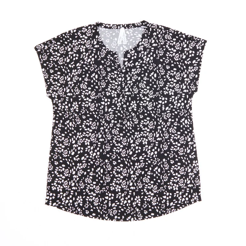 Women's Printed Short Sleeve Henley Top