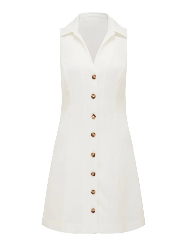 Aletta Textured Button Front Mini Dress