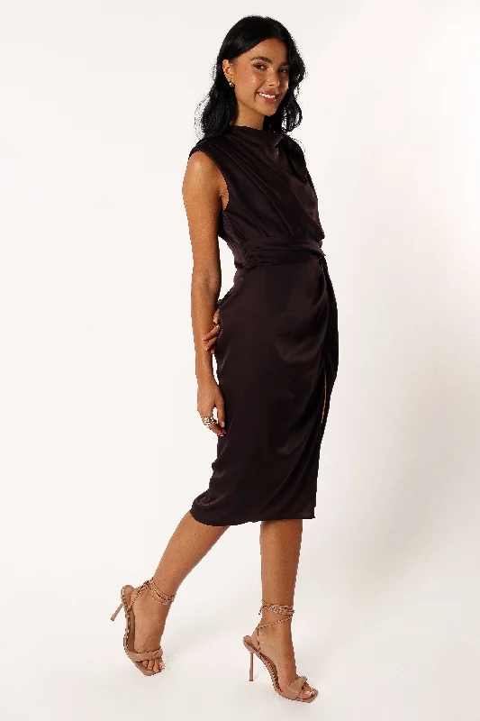 Dina Midi Dress - Black Coffee