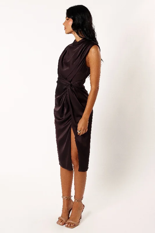 Dina Midi Dress - Black Coffee