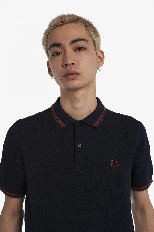 Fred Perry Polo Navy / Nut Flake / Oxblood