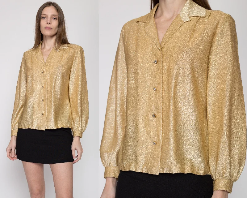 Large 70s Gold Metallic Lurex Blouse