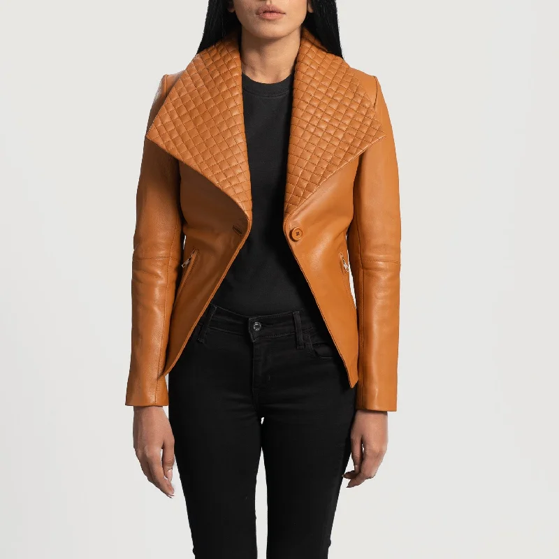 Lee Tan Brown Leather Blazer