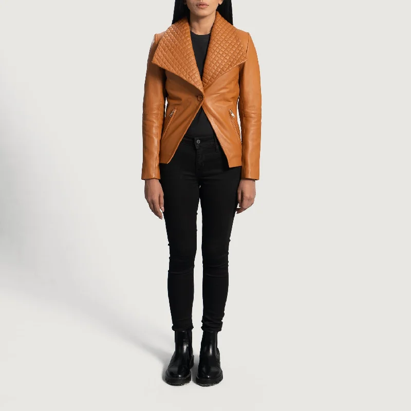 Lee Tan Brown Leather Blazer