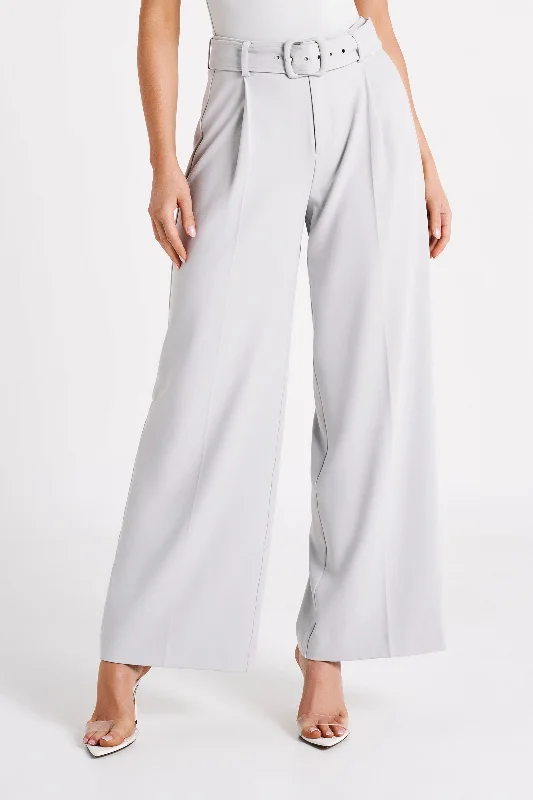 Tenley Wide Leg Suiting Pants - Ice Grey