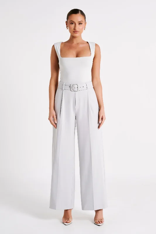 Tenley Wide Leg Suiting Pants - Ice Grey