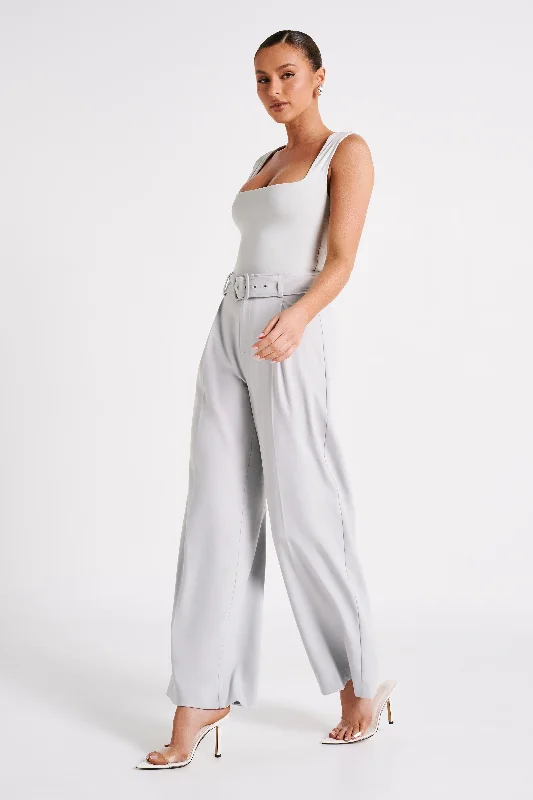 Tenley Wide Leg Suiting Pants - Ice Grey