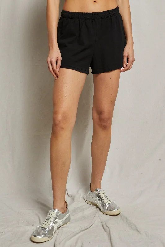 Perfect White Tee Adia Supima Cotton Shorts in True Black