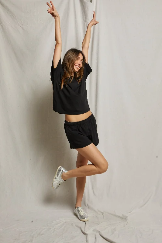 Perfect White Tee Adia Supima Cotton Shorts in True Black