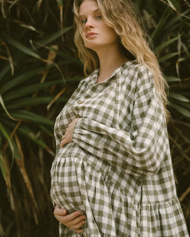 Avalon Smock Dress | Green Gingham