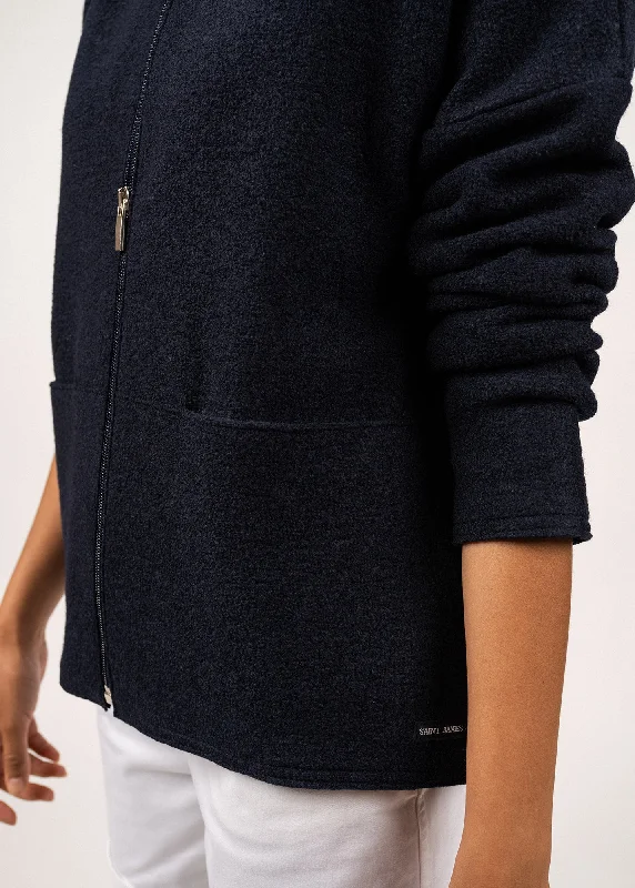 ERDEVEN - Full-Zip Boiled Wool Cardigan (NAVY)