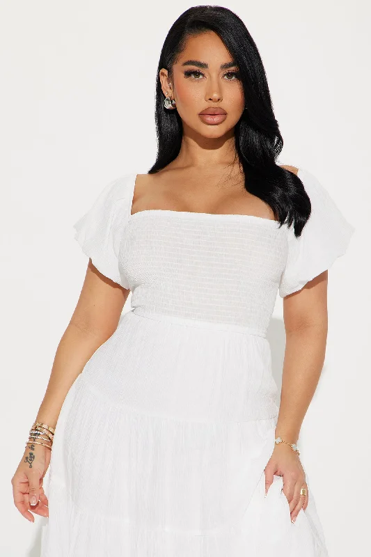 Georgia Ruffle Maxi Dress - White