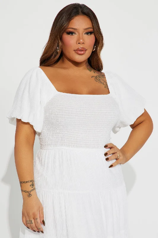 Georgia Ruffle Maxi Dress - White