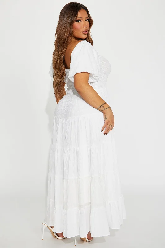 Georgia Ruffle Maxi Dress - White