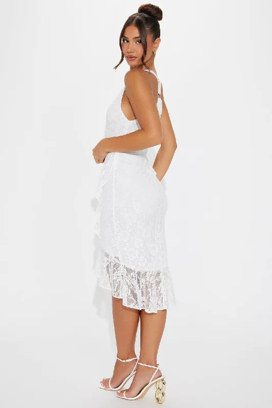 Lillie Lace Midi Dress - White