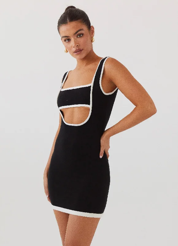 Lost In Paris Knit Mini Dress - Black