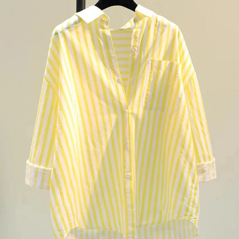 Lotus Striped Summer Oversized Shirt