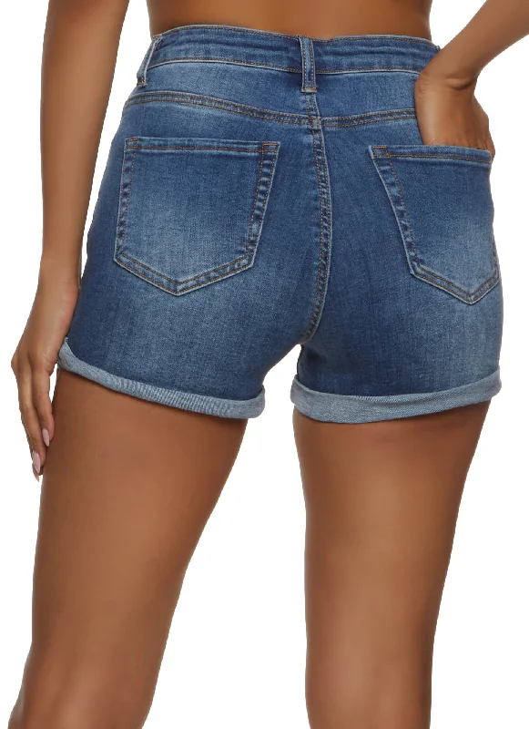 WAX High Waist Stretch Denim Shorts