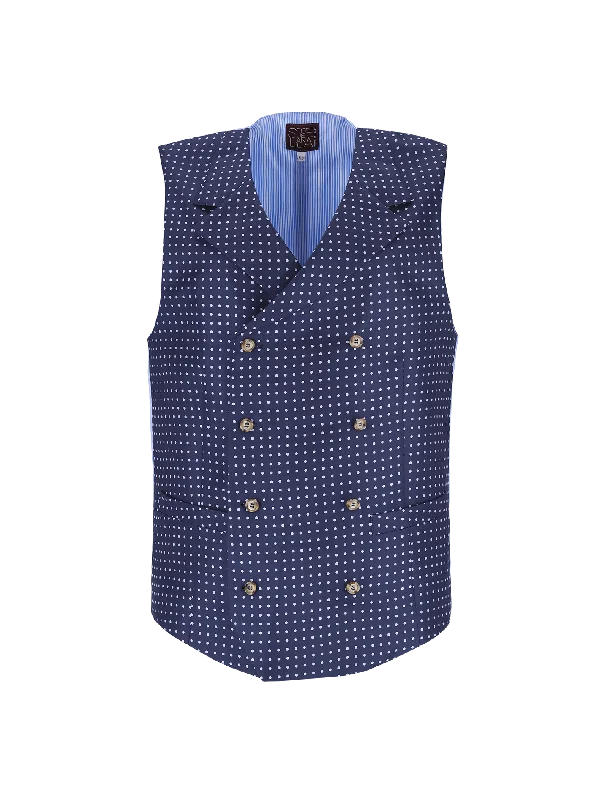 polka dot double-breasted silk vest