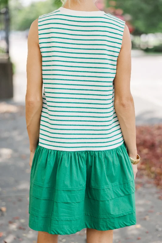 Raise Your Standards Green Striped Dress