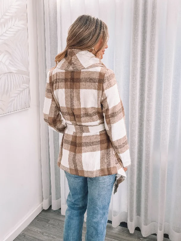 Ravina Jacket - Tan Check