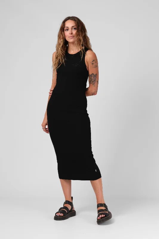 Rib Midi Dress - Black