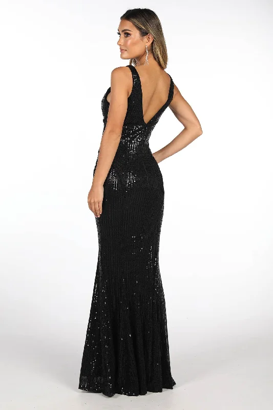 Sierra Sequin Gown in Black