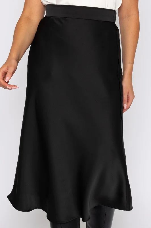 Silky Midi Skirt in Black