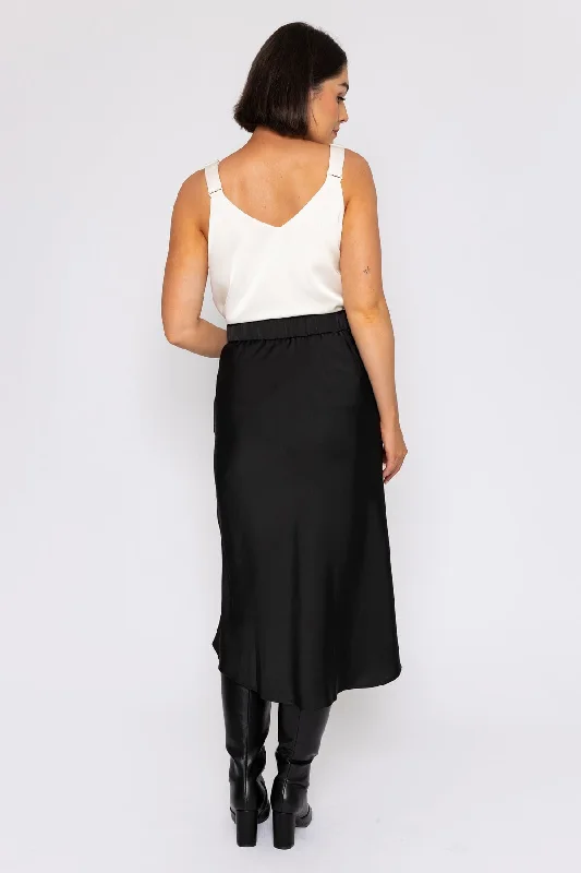 Silky Midi Skirt in Black