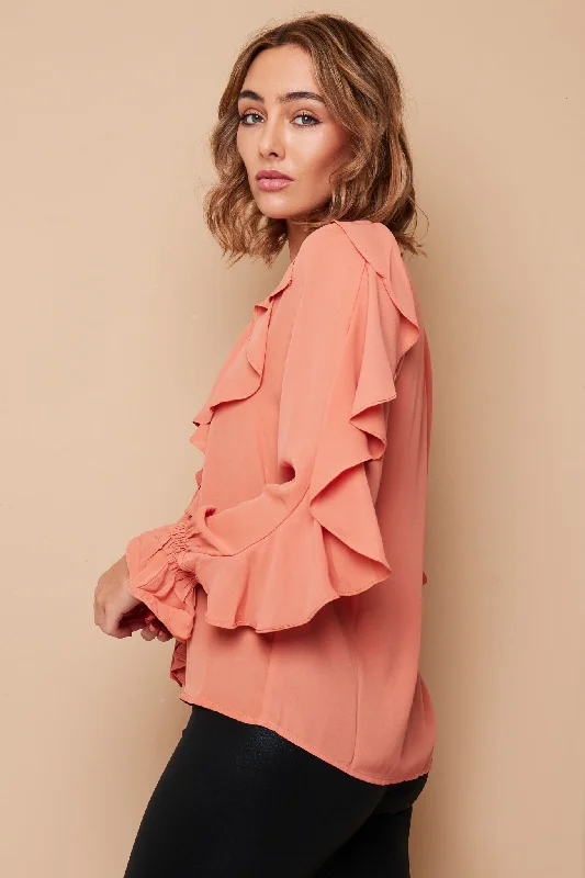 RUST RUFFLE SHIRT