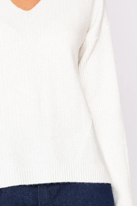 V-Neck Knit in Ecru