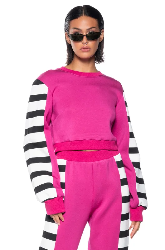 WATERMELON SUGAR PULL OVER STRIPED SWEATSHIRT