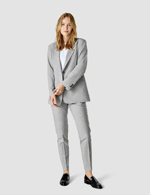 Essential Blazer Light Grey Pinstriped